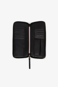 Portefeuille Noir Rectangulaire En Cuir