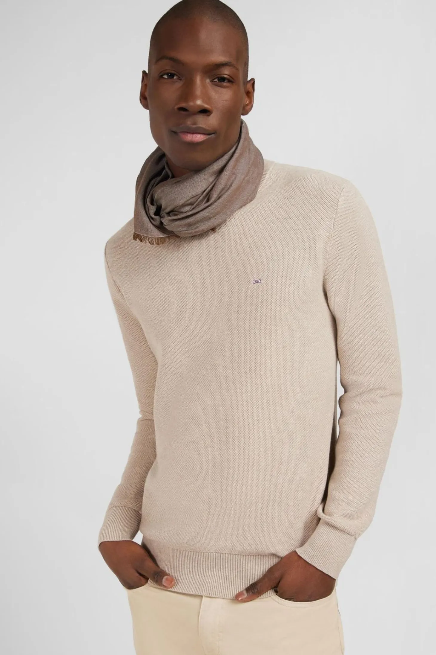 Pull Beige En Maille Fantaisie