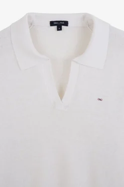Pull Blanc A Col Polo