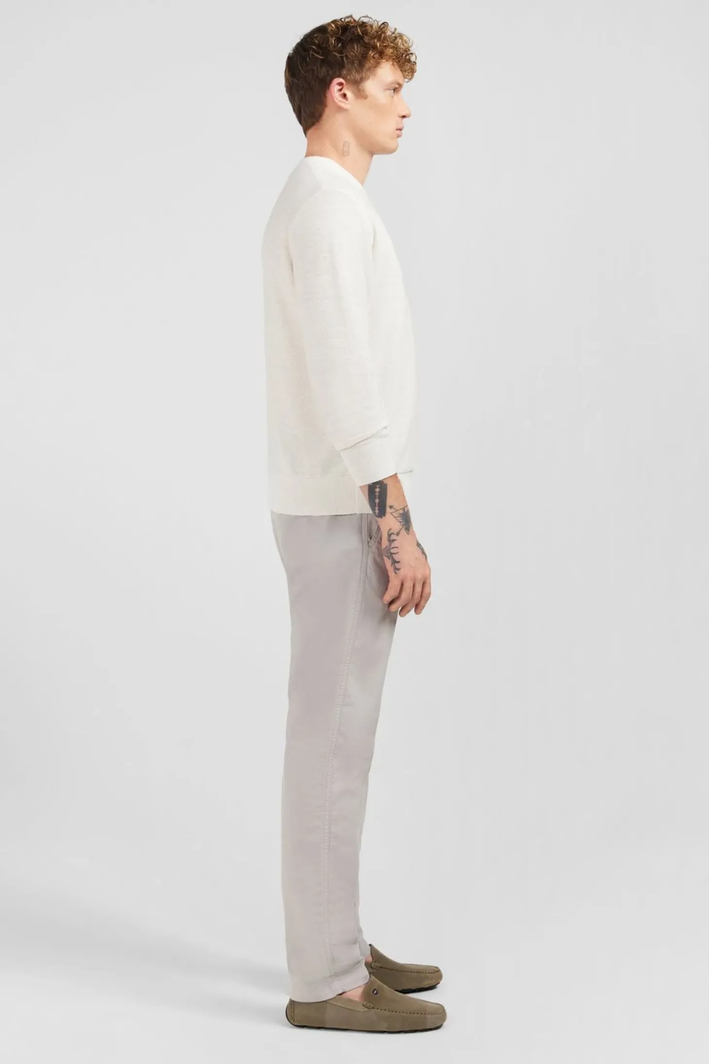 Pull Blanc En Lin Melange