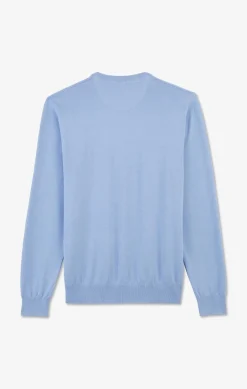 Pull Bleu A Col Rond En Coton