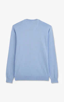 Pull Bleu A Col V En Coton