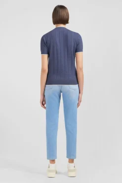 Pull Bleu A Manches Courtes Uni