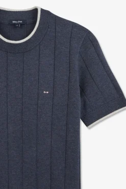 Pull Bleu A Manches Courtes Uni