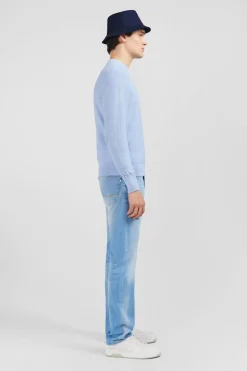 Pull Bleu Clair En Lin Melange