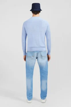 Pull Bleu Clair En Lin Melange