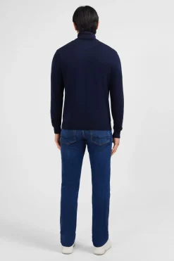 Pull Bleu Marine A Col Camionneur En Coton