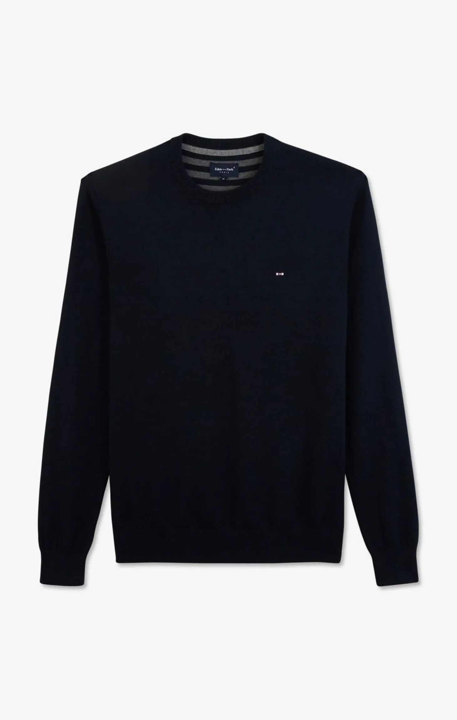 Pull Bleu Marine A Col Rond En Coton