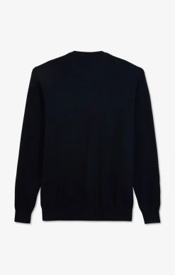 Pull Bleu Marine A Col V En Coton