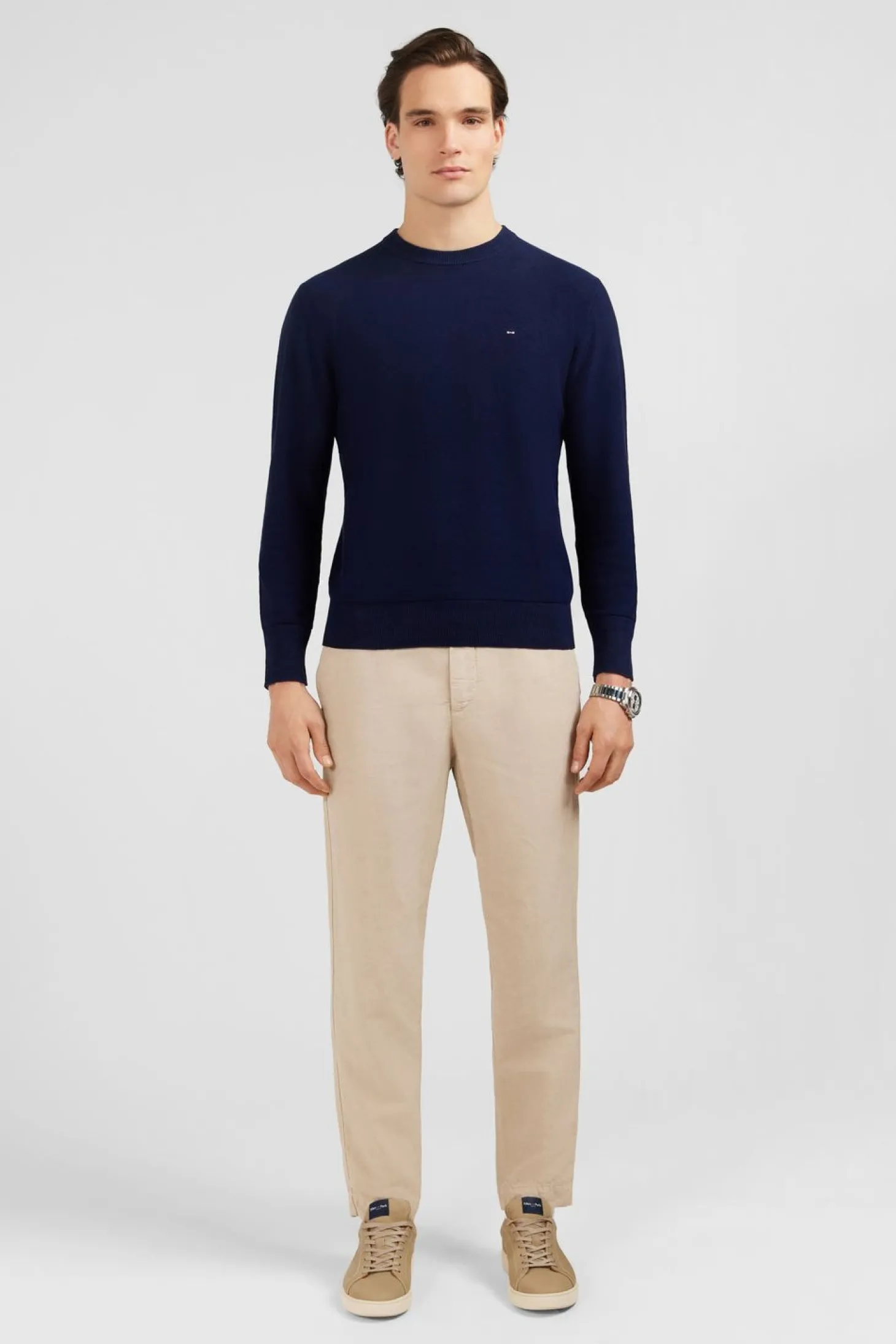 Pull Bleu Marine En Lin Melange