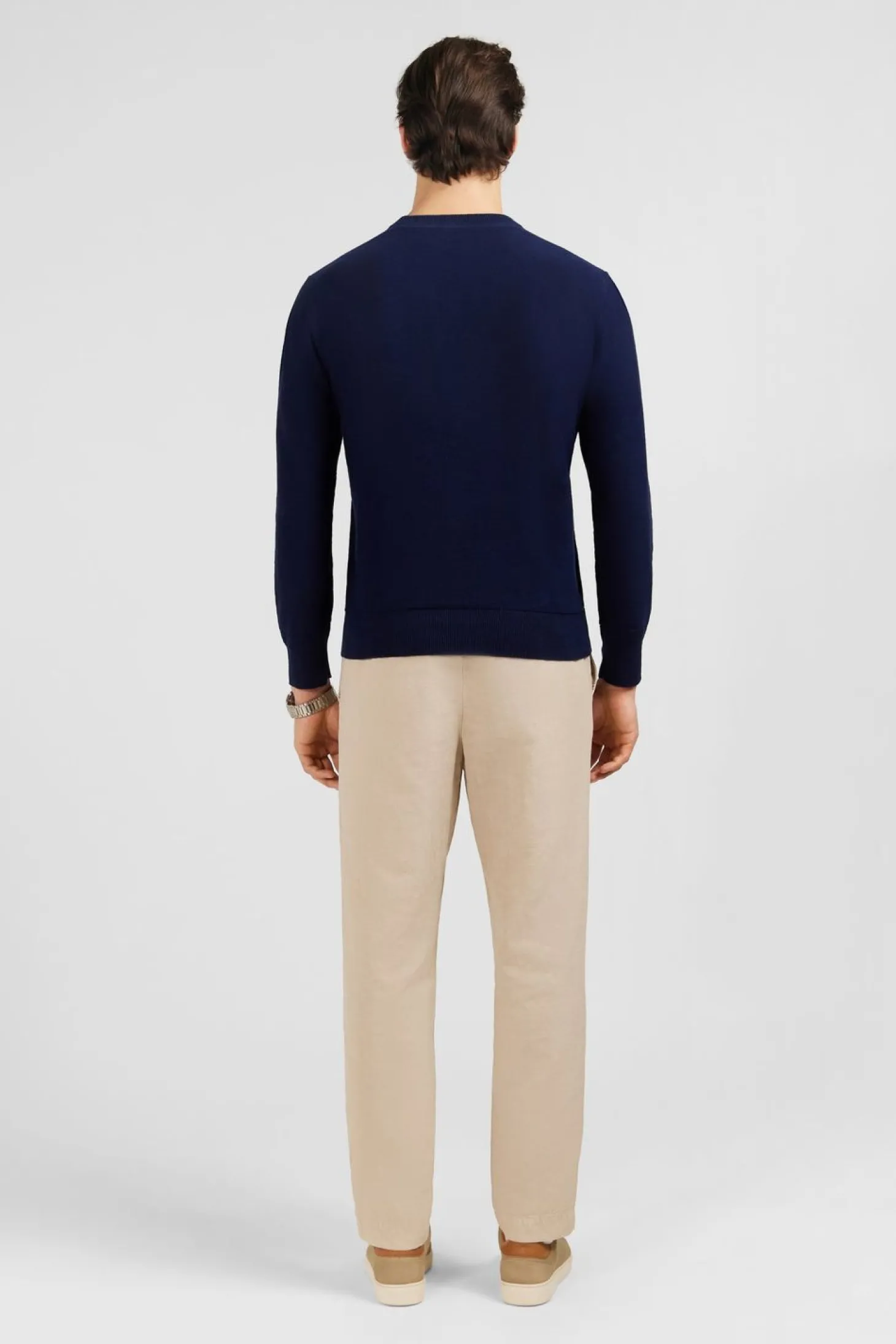 Pull Bleu Marine En Lin Melange