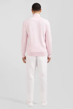 Pull Col Camionneur Zippe En Coton Rose