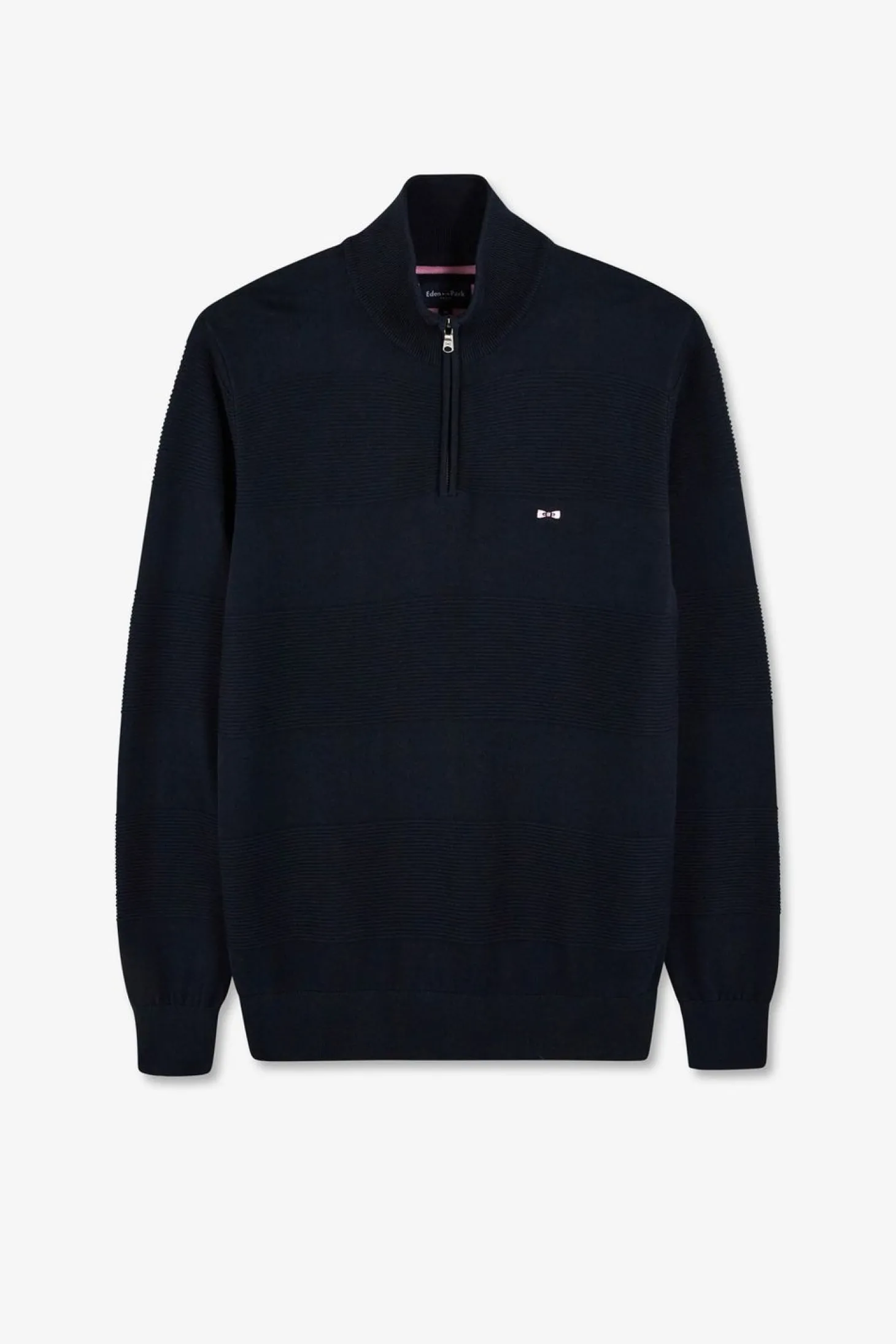 Pull Col Camionneur Zippe Marine A Jeux De Maille En Coton