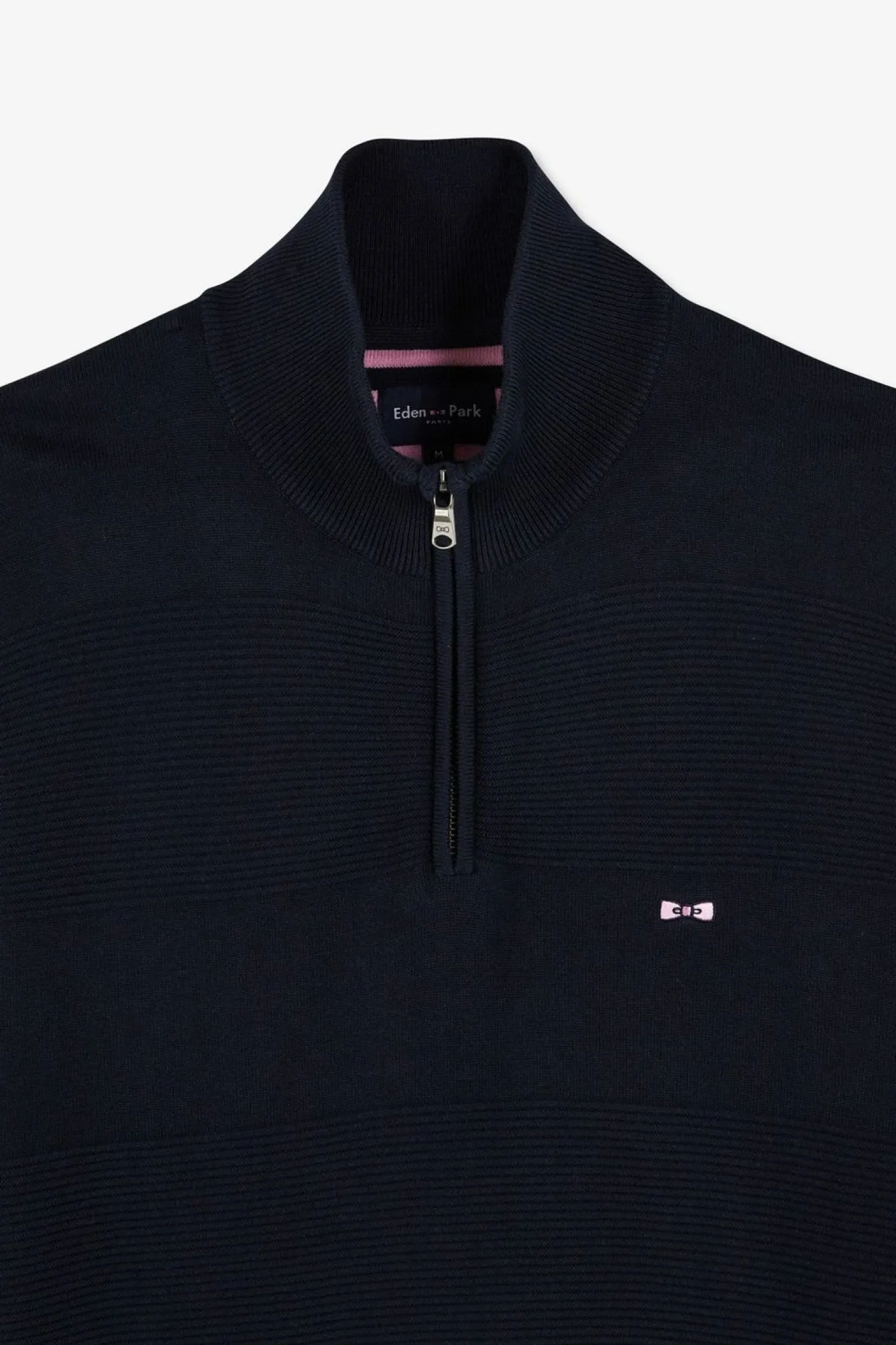 Pull Col Camionneur Zippe Marine A Jeux De Maille En Coton
