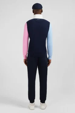 Pull Colorblock Marine A Col Maillot En Coton