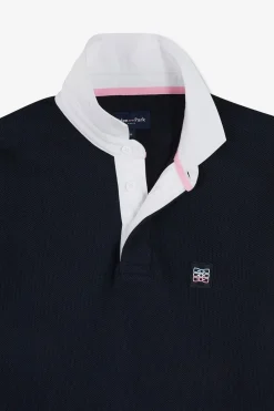 Pull Colorblock Marine A Col Maillot En Coton