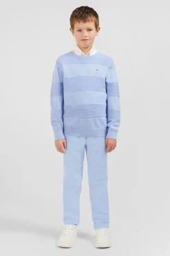 Pull Col Rond Ciel Jeux De Maille En Coton