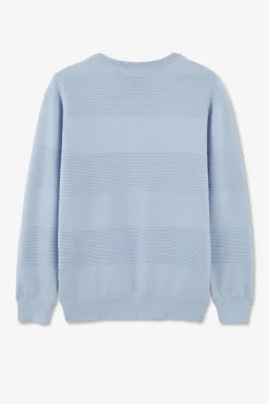 Pull Col Rond Ciel Jeux De Maille En Coton