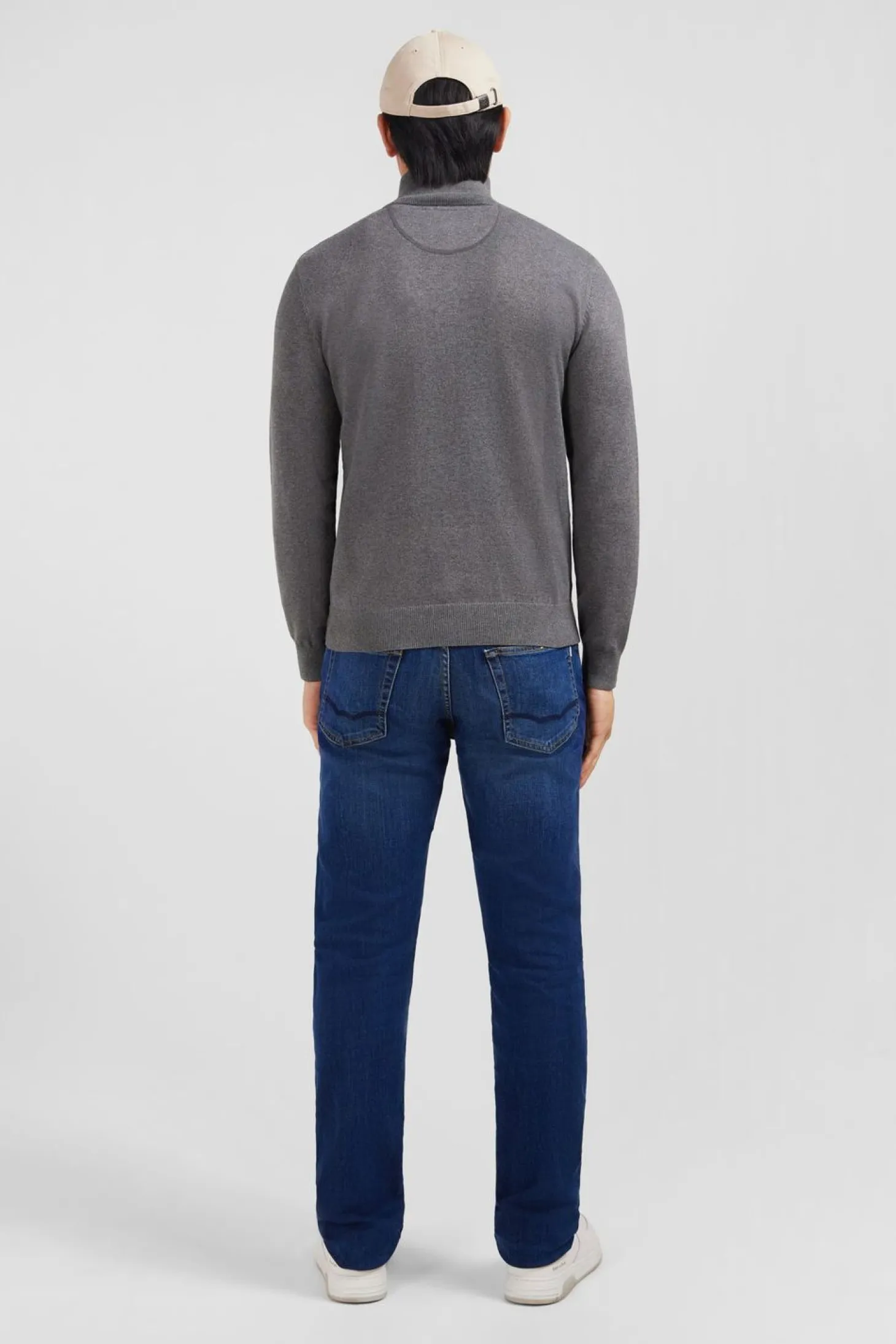 Pull Gris A Col Camionneur En Coton