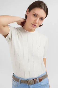 Pull Gris Clair A Manches Courtes Uni