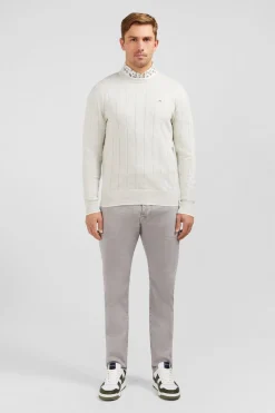 Pull Gris Clair Maille Fantaisie
