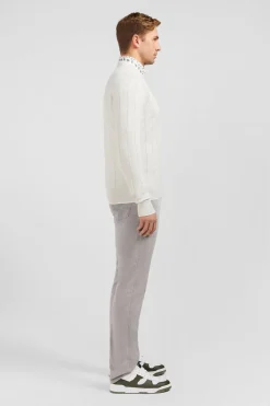 Pull Gris Clair Maille Fantaisie