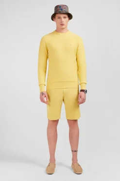Pull Jaune En Lin Melange