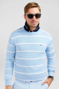 Pull Jeu De Maille Raye Bleu Clair