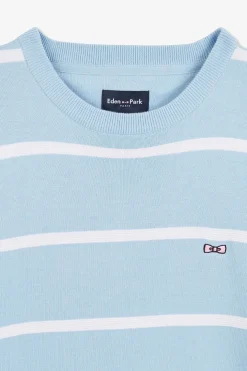 Pull Jeu De Maille Raye Bleu Clair