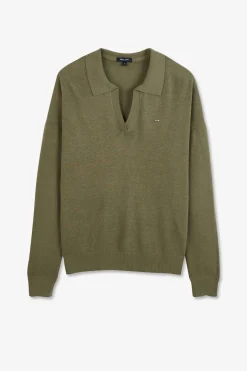 Pull Kaki A Col Polo