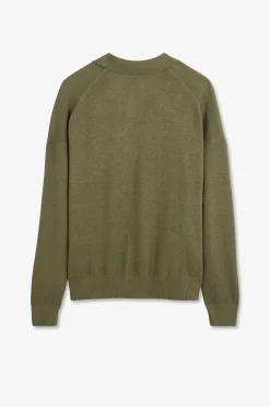 Pull Kaki A Col Polo