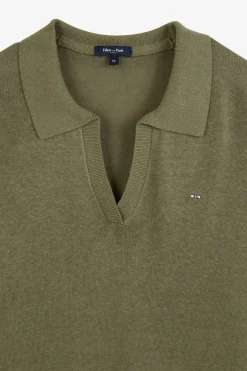Pull Kaki A Col Polo