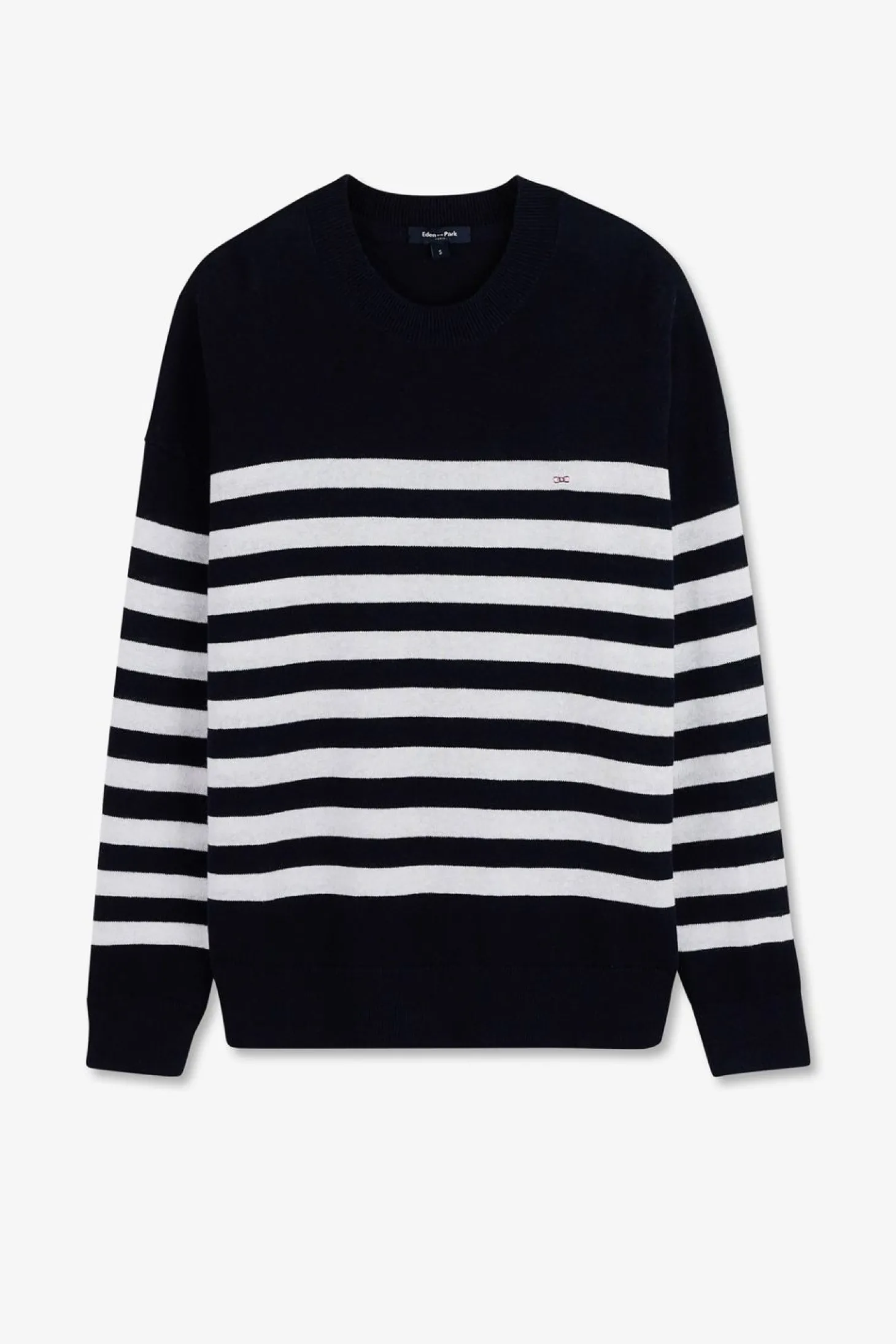Pull Mariniere Marine Et Blanc En Lin Et Coton