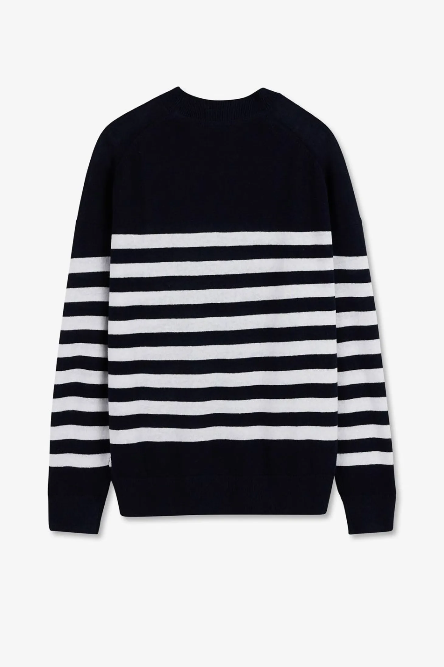 Pull Mariniere Marine Et Blanc En Lin Et Coton