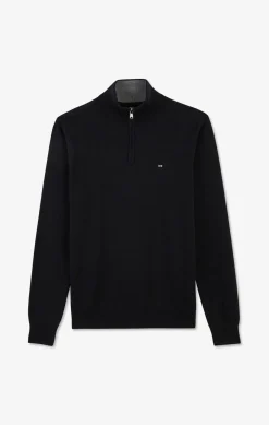 Pull Noir A Col Camionneur En Coton