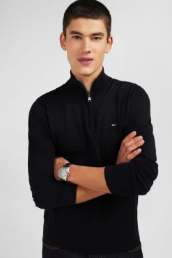 Pull Noir A Col Camionneur En Coton