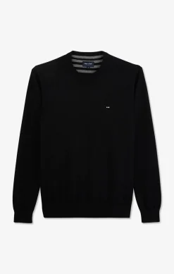 Pull Noir A Col Rond En Coton