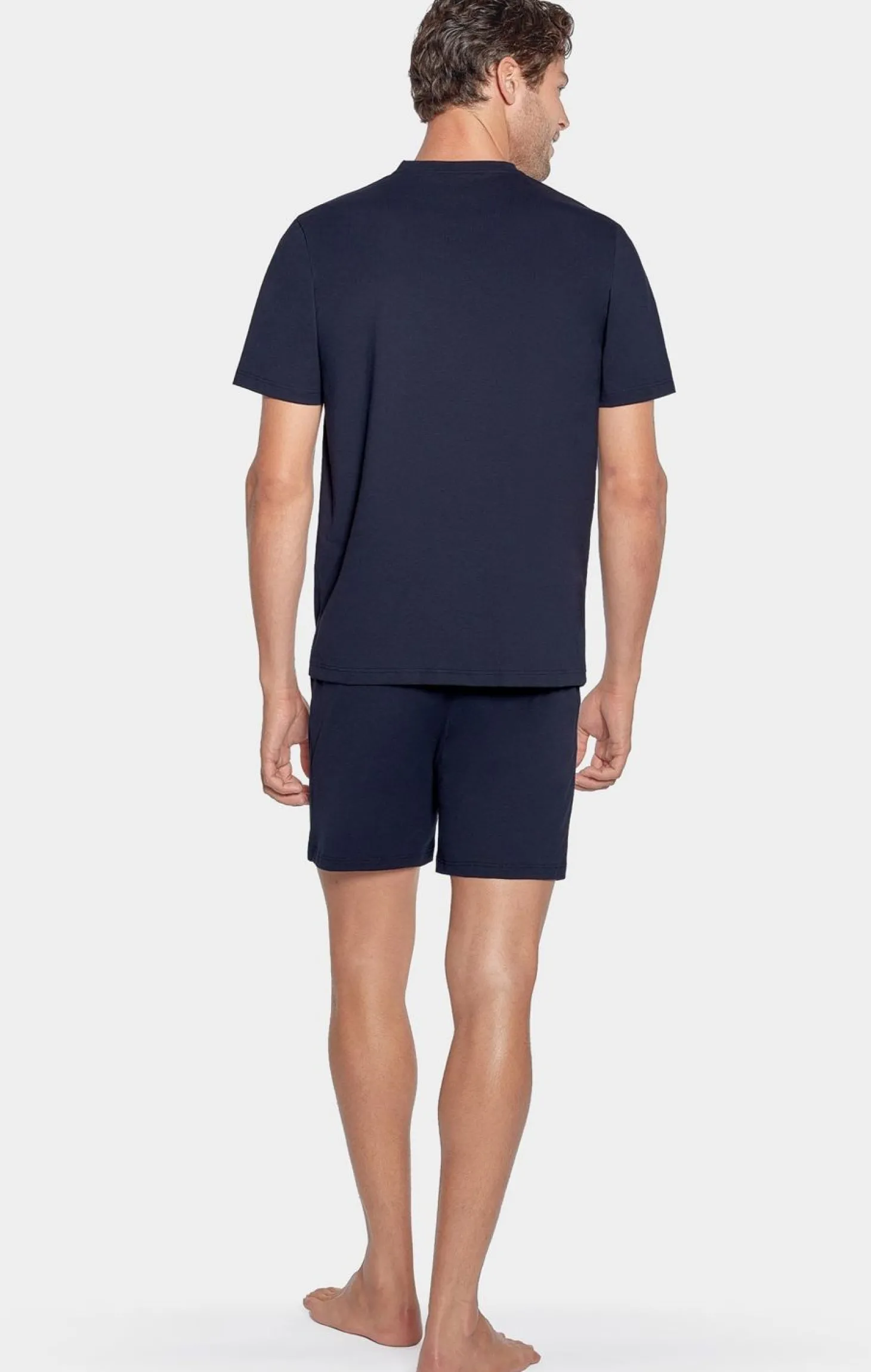 Pyjama Court Marine A Logo Eden Park En Jersey Coton