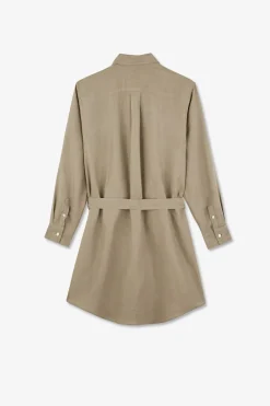 Robe Chemise En Lin Kaki