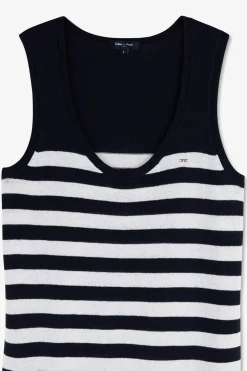 Robe Debardeur Mariniere Marine Et Blanche En Lin Et Coton
