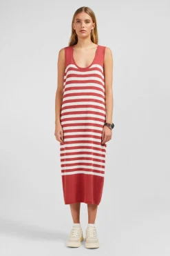 Robe Debardeur Mariniere Rouge Et Blanche En Lin Et Coton
