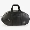 Sac De Voyage Ovale Noir En Cuir