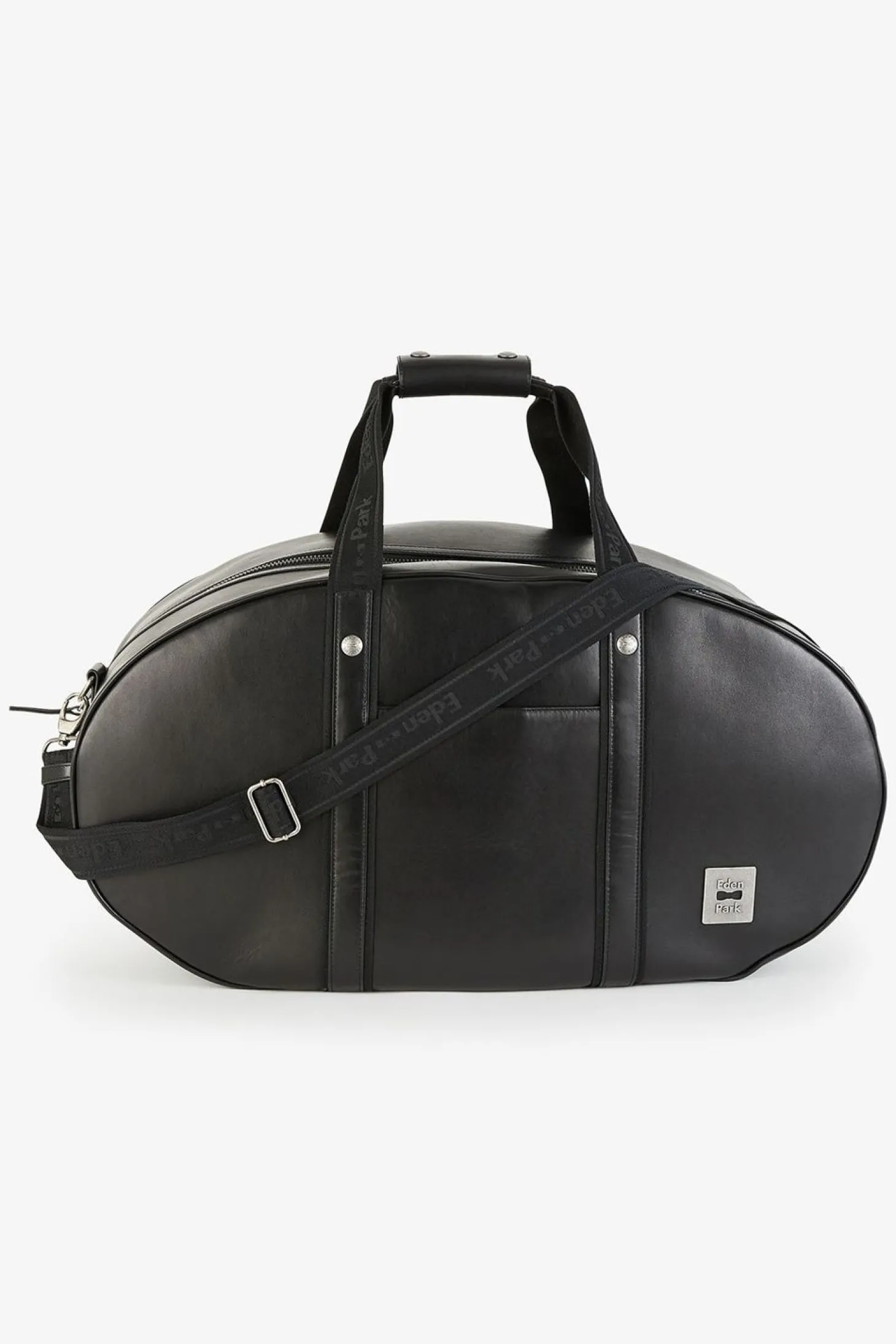Sac De Voyage Ovale Noir En Cuir