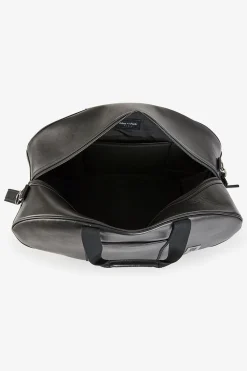 Sac De Voyage Ovale Noir En Cuir