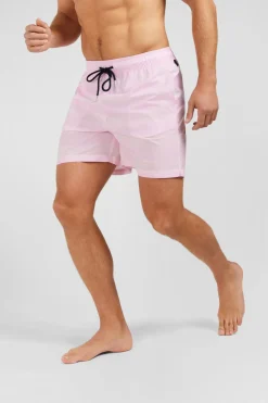 Short De Bain A Rayures Rose