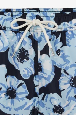 Short De Bain Bleu Imprime Exclusif Fleurs