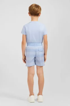 Short De Bain Enfant A Rayures Bleu Clair
