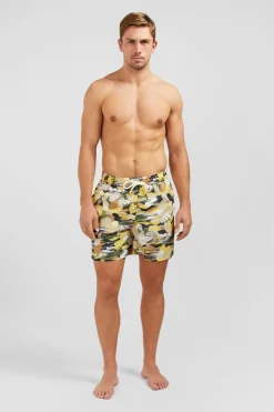 Short De Bain Kaki Imprime Exclusif Tropical