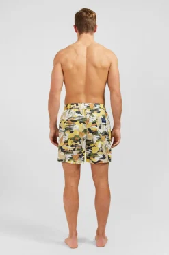 Short De Bain Kaki Imprime Exclusif Tropical