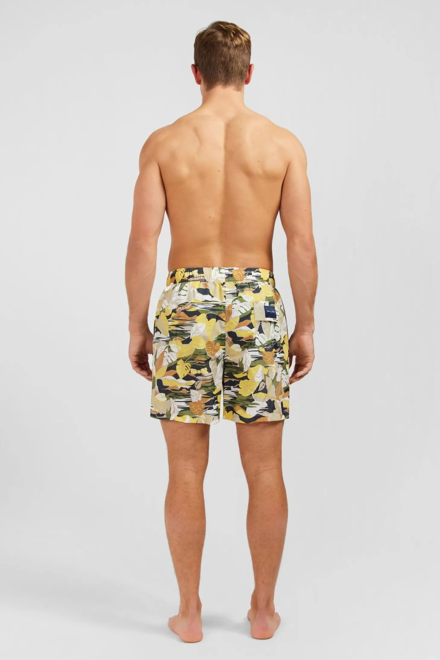 Short De Bain Kaki Imprime Exclusif Tropical